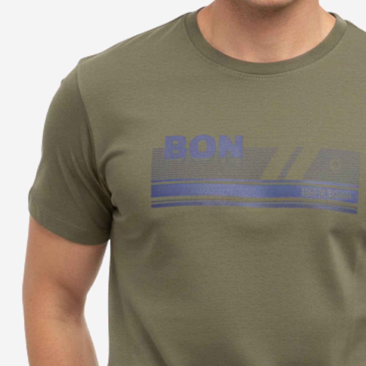 Men’s Printed Round‑Neck T‑Shirt (Olive)
