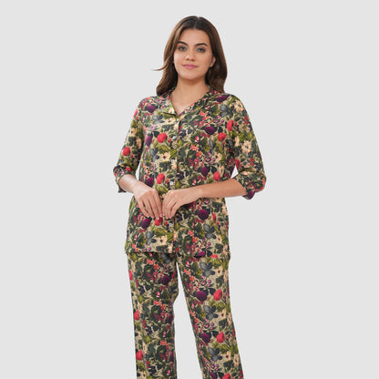 Bonjour Women's Floral Print Cotton Lounge Wear Set
