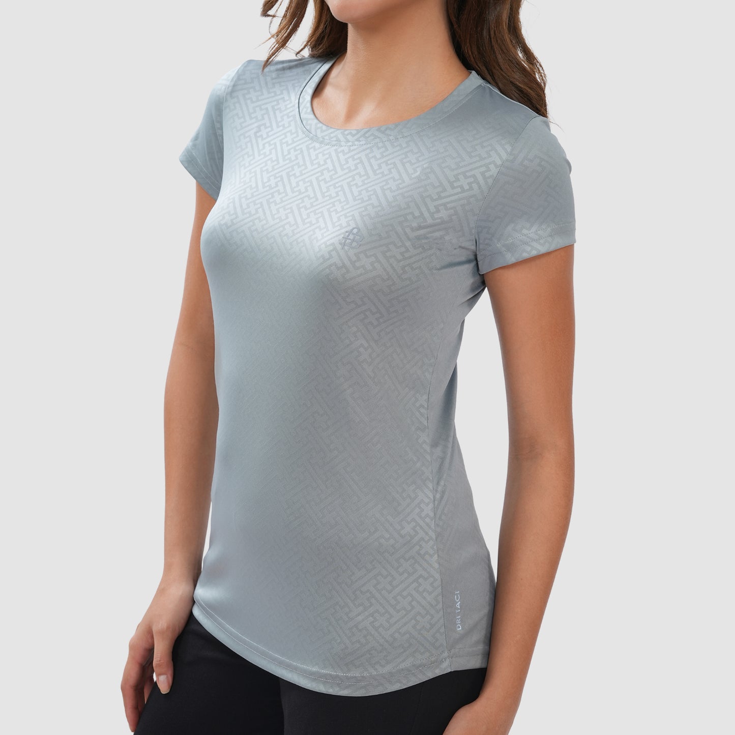 Women Knitted Fabric Regular Fit Short Sleeve Tee/T-shirt - Lt.Grey