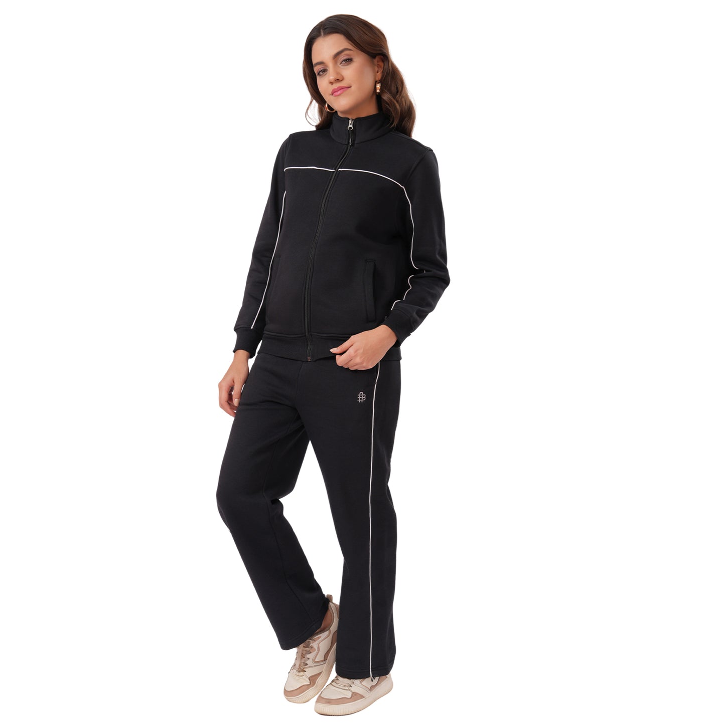 Women’s High Neck Winter Tracksuit (Black)