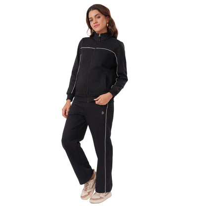 Women’s High Neck Winter Tracksuit (Black)