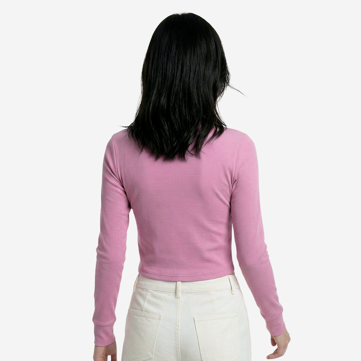 Women’s Pink Ribbed Zip-Up Cropped Jacket (Pack of 1)