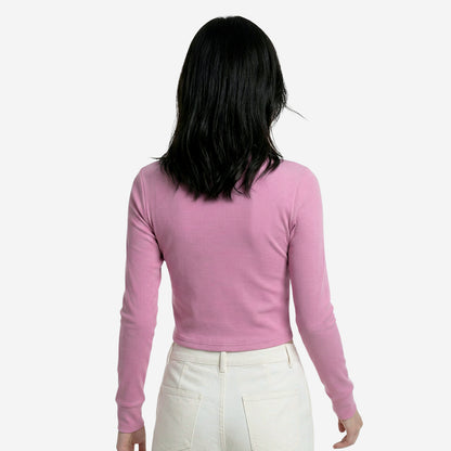 Women’s Pink Ribbed Zip-Up Cropped Jacket (Pack of 1)