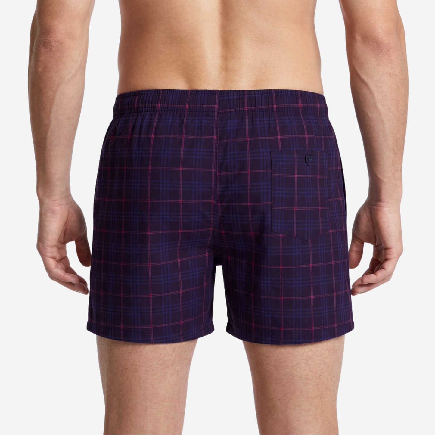 Men’s 100% Cotton Printed Mid-Rise Boxer Shorts - (Purple)