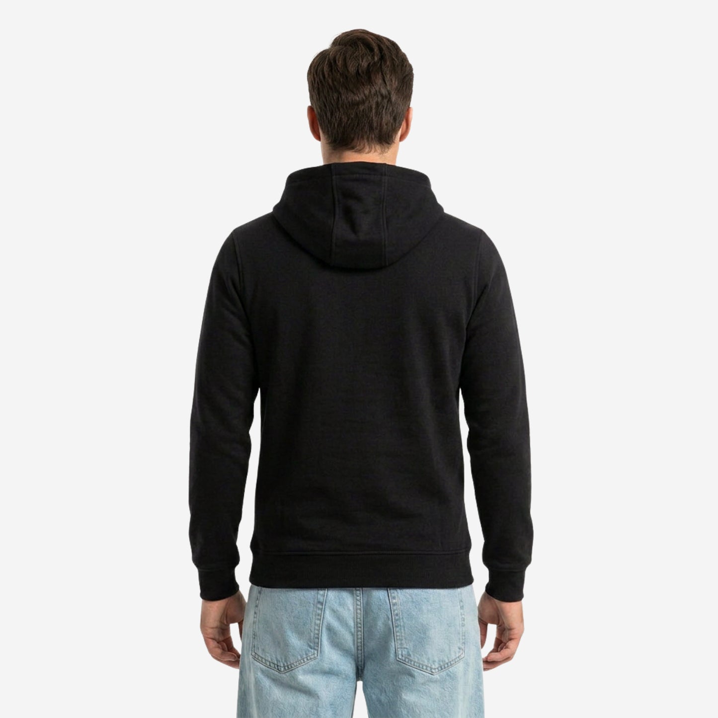Relaxed Fit Printed Pullover Hoodie for Men (Black)