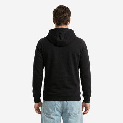 Relaxed Fit Printed Pullover Hoodie for Men (Black)