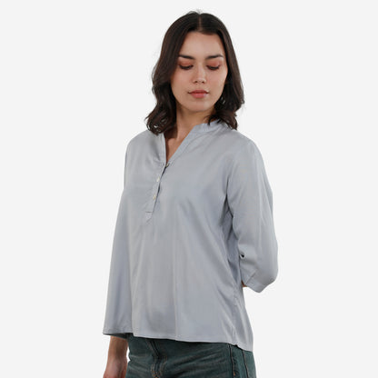 Tunic 3/4 Sleeve Plain Top for Women & Girls (Silver)