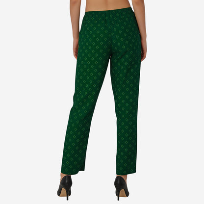 Women Printed Rayon Relaxed-Fit Lounge Pyjama Pants - Green