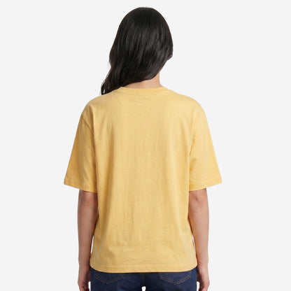 Women's Yellow Oversized Printed T-Shirt