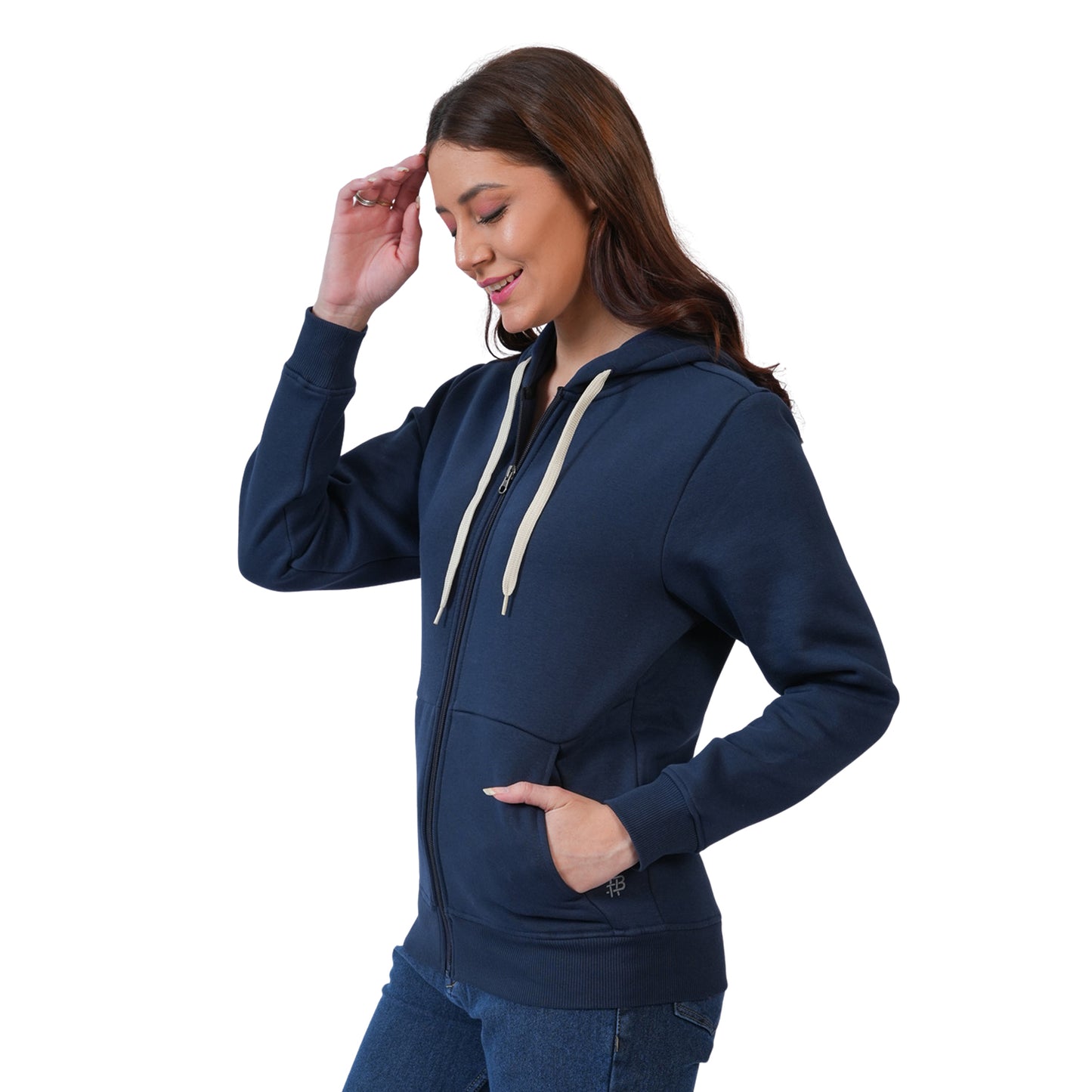Women’s Zipper Hooded Winter Sweatshirt (Blue)
