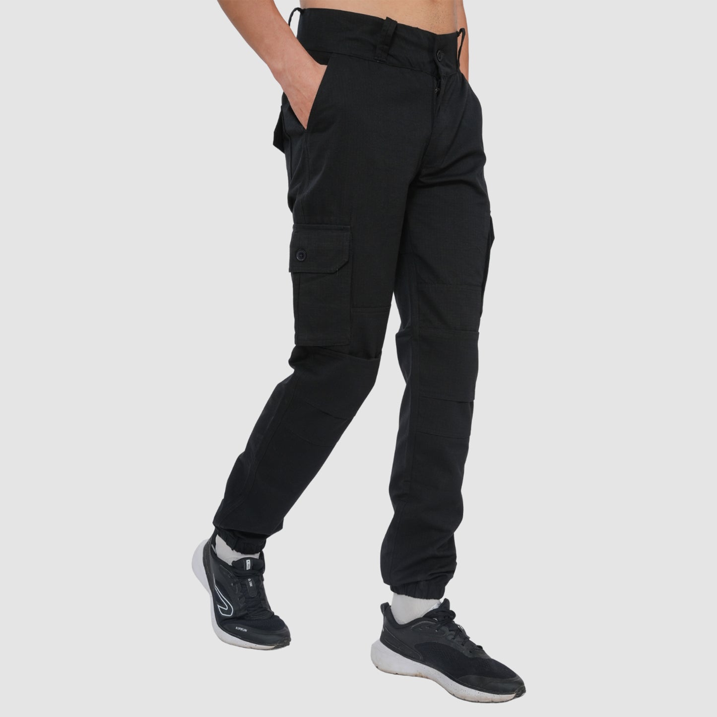 Bonjour Men Cargo Pants Premium Cotton Comfort Fit with Stylish Utility Pockets - Black