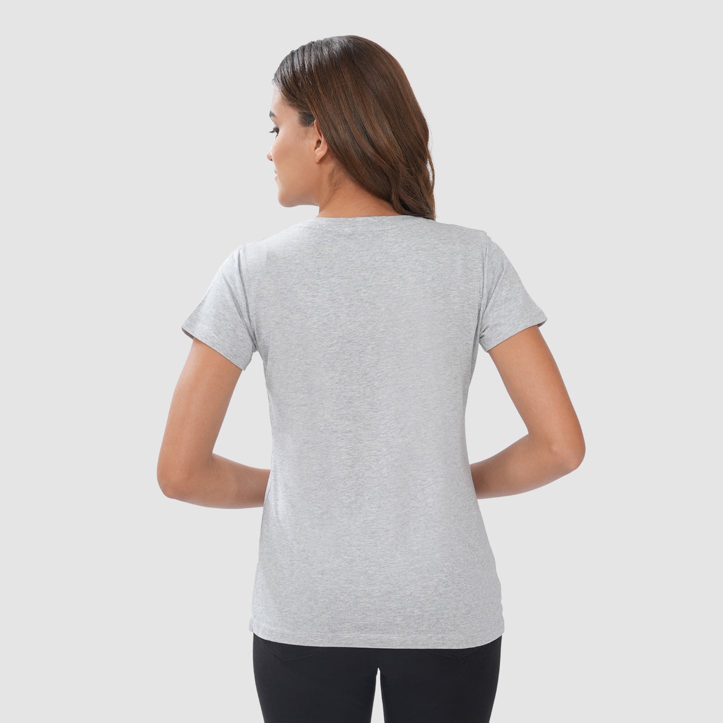 Women Knitted Fabric Regular Fit Short Sleeve Tee/T-shirt - Lt.Grey Mill