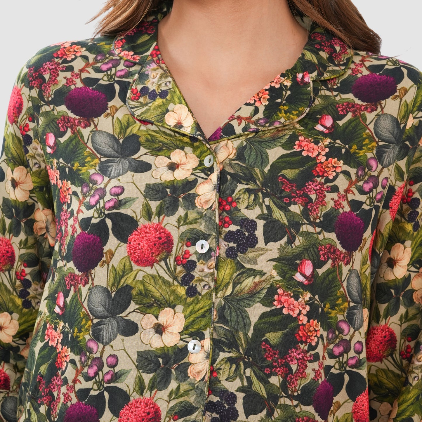 Bonjour Women's Floral Print Cotton Lounge Wear Set