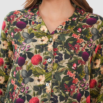Bonjour Women's Floral Print Cotton Lounge Wear Set
