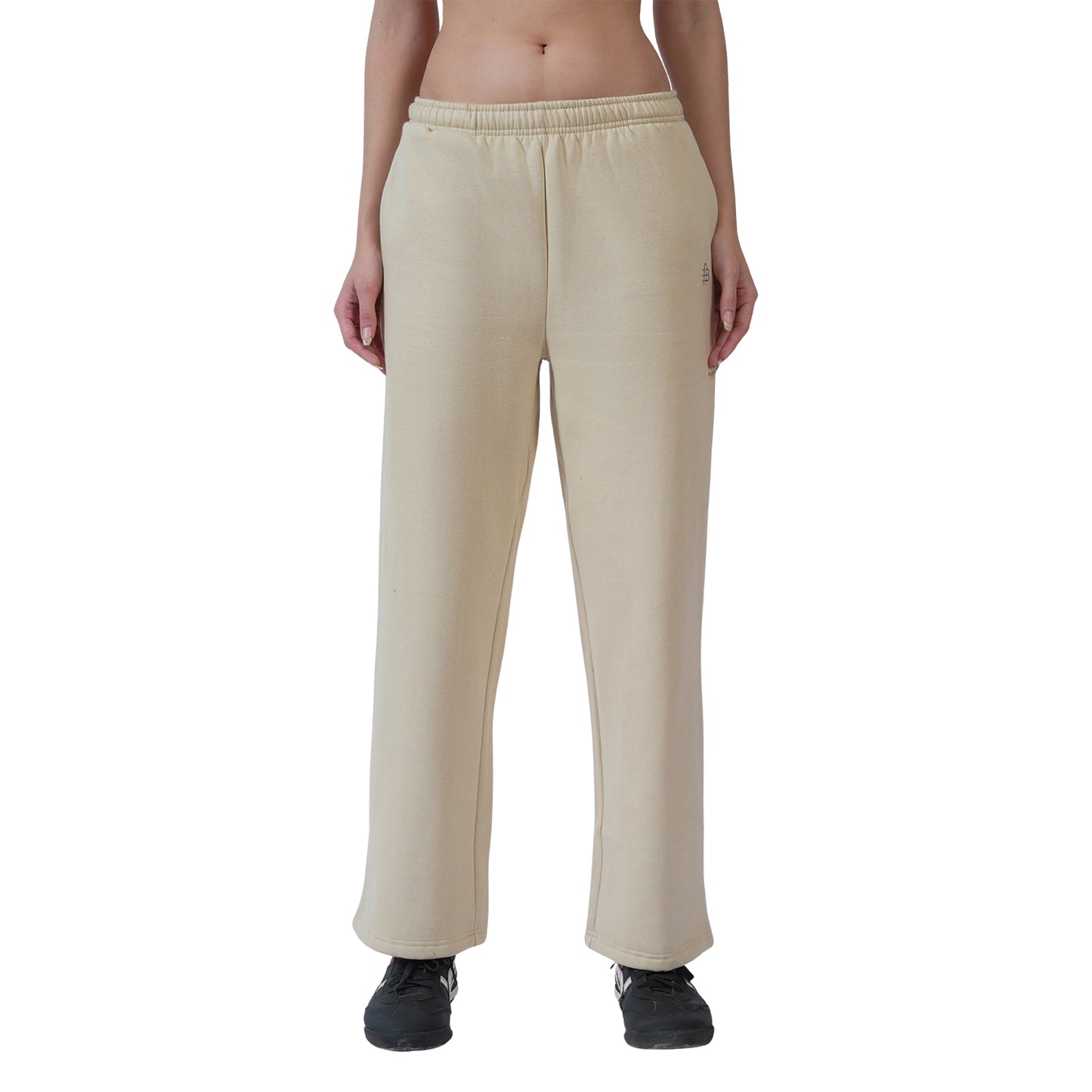 Women’s Solid Straight Fit Winter Track Pants (Biscotti)