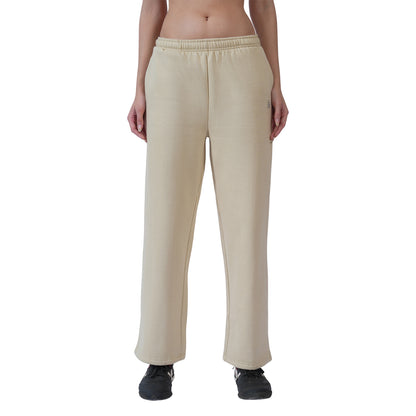 Women’s Solid Straight Fit Winter Track Pants (Biscotti)