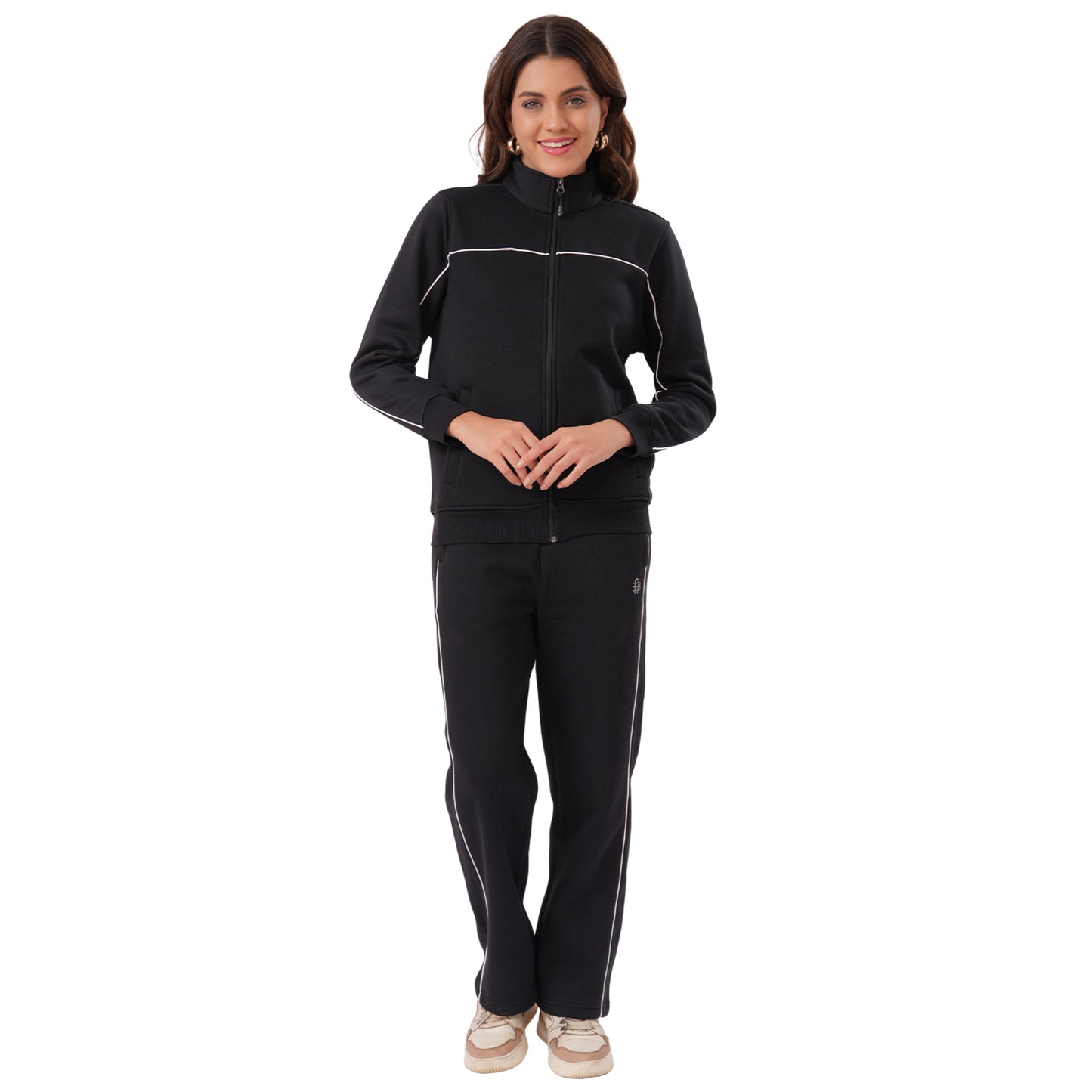 Women’s High Neck Winter Tracksuit (Black)
