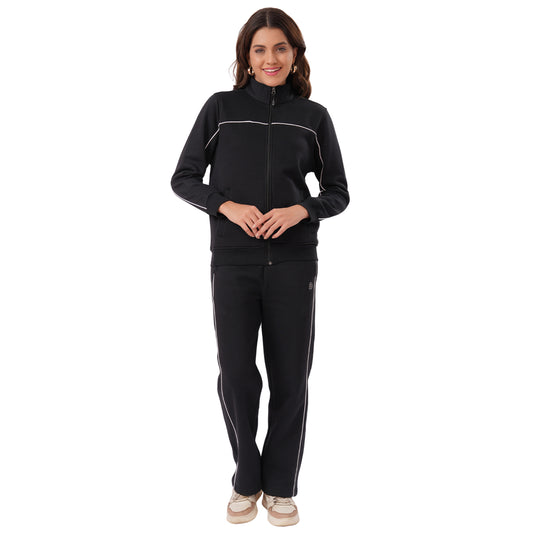 Women’s High Neck Winter Tracksuit (Black)