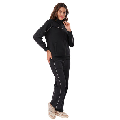 Women’s High Neck Winter Tracksuit (Black)