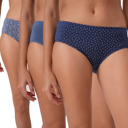 Women's Cotton & Lycra Briefs Hipster Panties (Pack of 3)