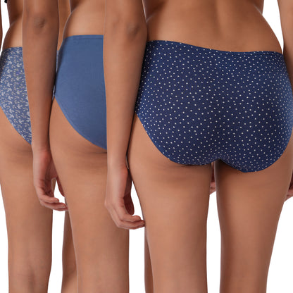 Women's Cotton & Lycra Briefs Hipster Panties (Pack of 3)