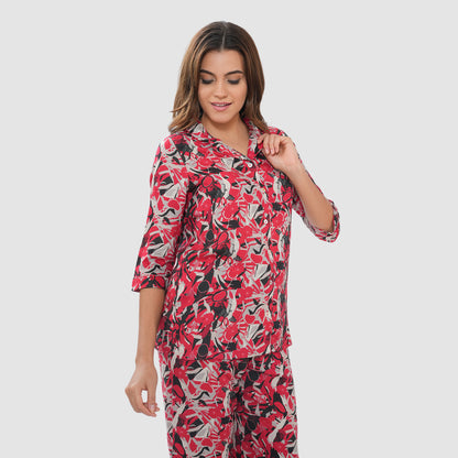 Bonjour Women's Floral Print Cotton Lounge Wear Set