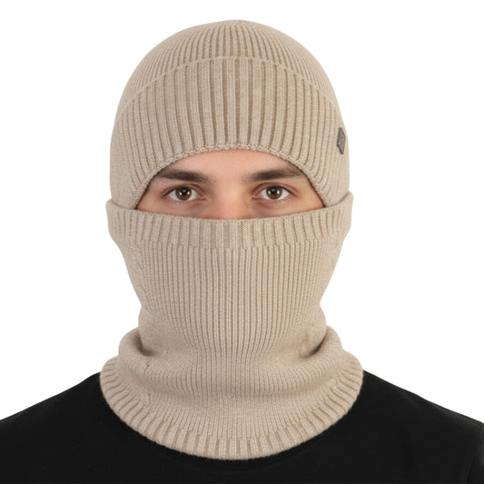 Men's Winter Cap With Neck Warmer (Beige)