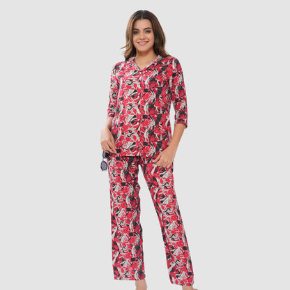 Bonjour Women's Floral Print Cotton Lounge Wear Set
