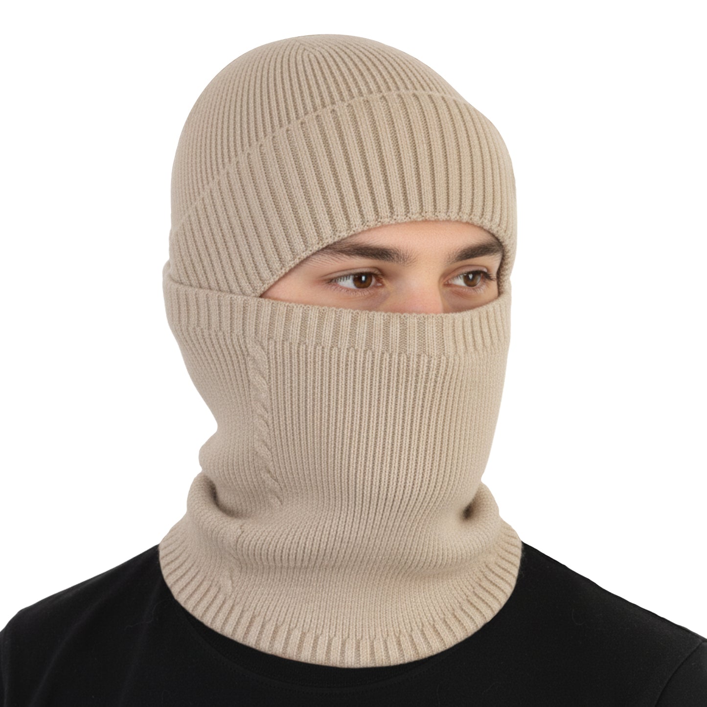 Men's Winter Cap With Neck Warmer (Beige)