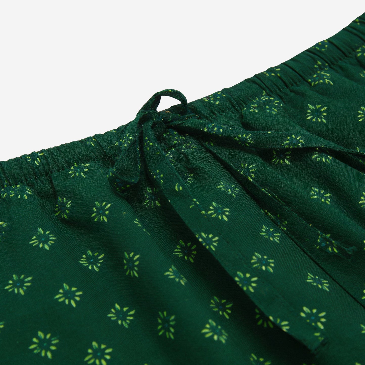 Women Printed Rayon Relaxed-Fit Lounge Pyjama Pants - Green