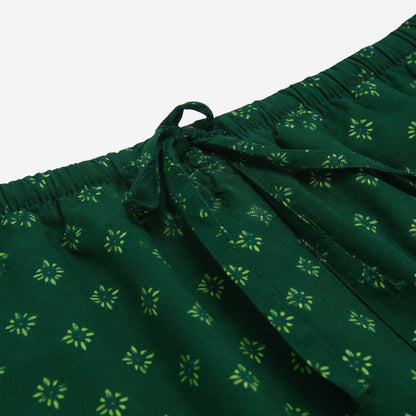 Women Printed Rayon Relaxed-Fit Lounge Pyjama Pants - Green