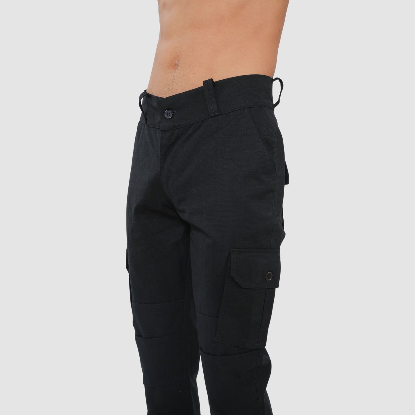 Bonjour Men Cargo Pants Premium Cotton Comfort Fit with Stylish Utility Pockets - Black