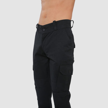 Bonjour Men Cargo Pants Premium Cotton Comfort Fit with Stylish Utility Pockets - Black