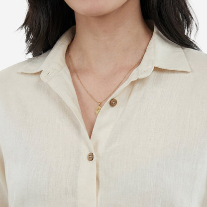 Women Linen Comfort Shirt - (Ivory)