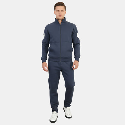 Mens High Neck Winter Wear Black Tracksuit (Navy Blue)