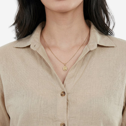 Women Linen Comfort Shirt - (Beige)