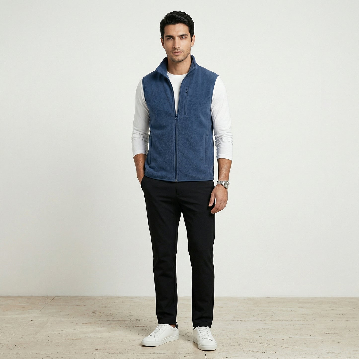 Men’s Navy Sleeveless Polar Jacket (Pack of 1)