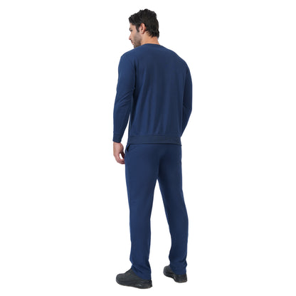 Men's Cotton Blend Solid Co-ord Set Winter Wear (Navy)