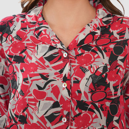 Bonjour Women's Floral Print Cotton Lounge Wear Set