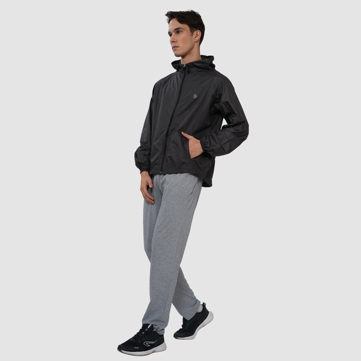 Bonjour Men's Regular Fit Windcheater Jacket for Running, Travel & Hiking,  Lightweight Full-Zip High Neck Windbreaker with Pockets