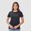 Women Knitted Fabric Regular Fit Short Sleeve Tee/T-shirt - Black