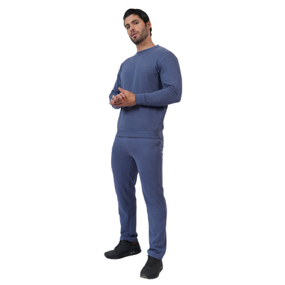 Men's Cotton Blend Solid Co-ord Set Winter Wear (Lt. Navy)