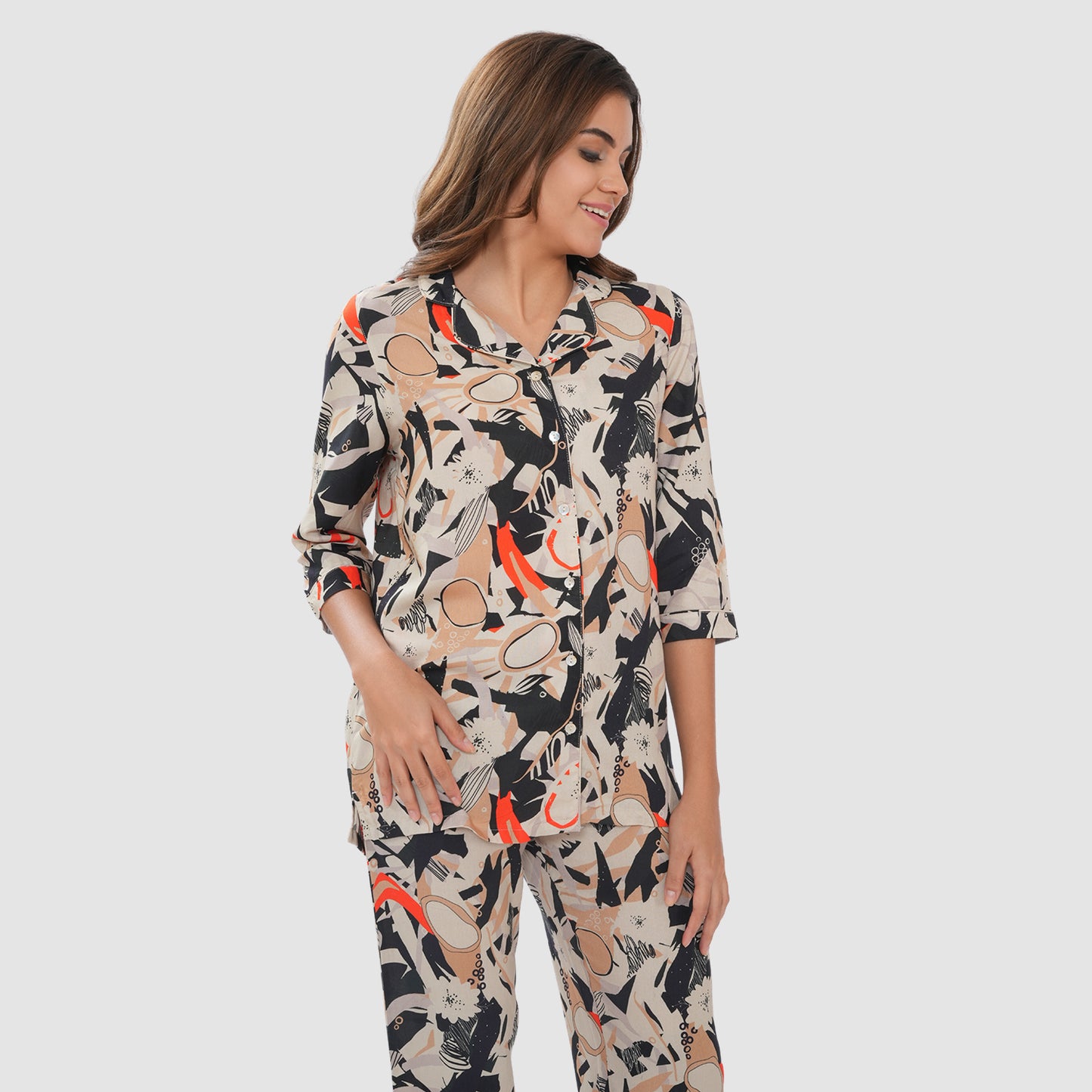 Bonjour Women's Floral Print Cotton Lounge Wear Set