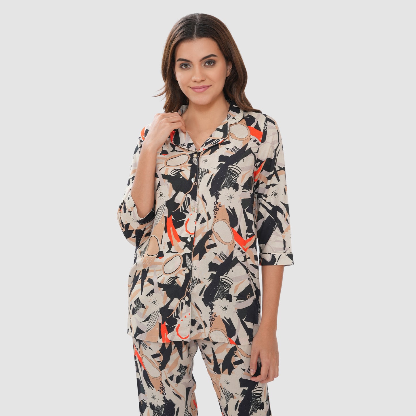 Bonjour Women's Floral Print Cotton Lounge Wear Set
