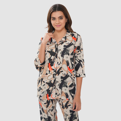 Bonjour Women's Floral Print Cotton Lounge Wear Set