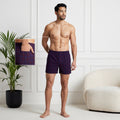 Men’s 100% Cotton Printed Mid-Rise Boxer Shorts - (Purple)