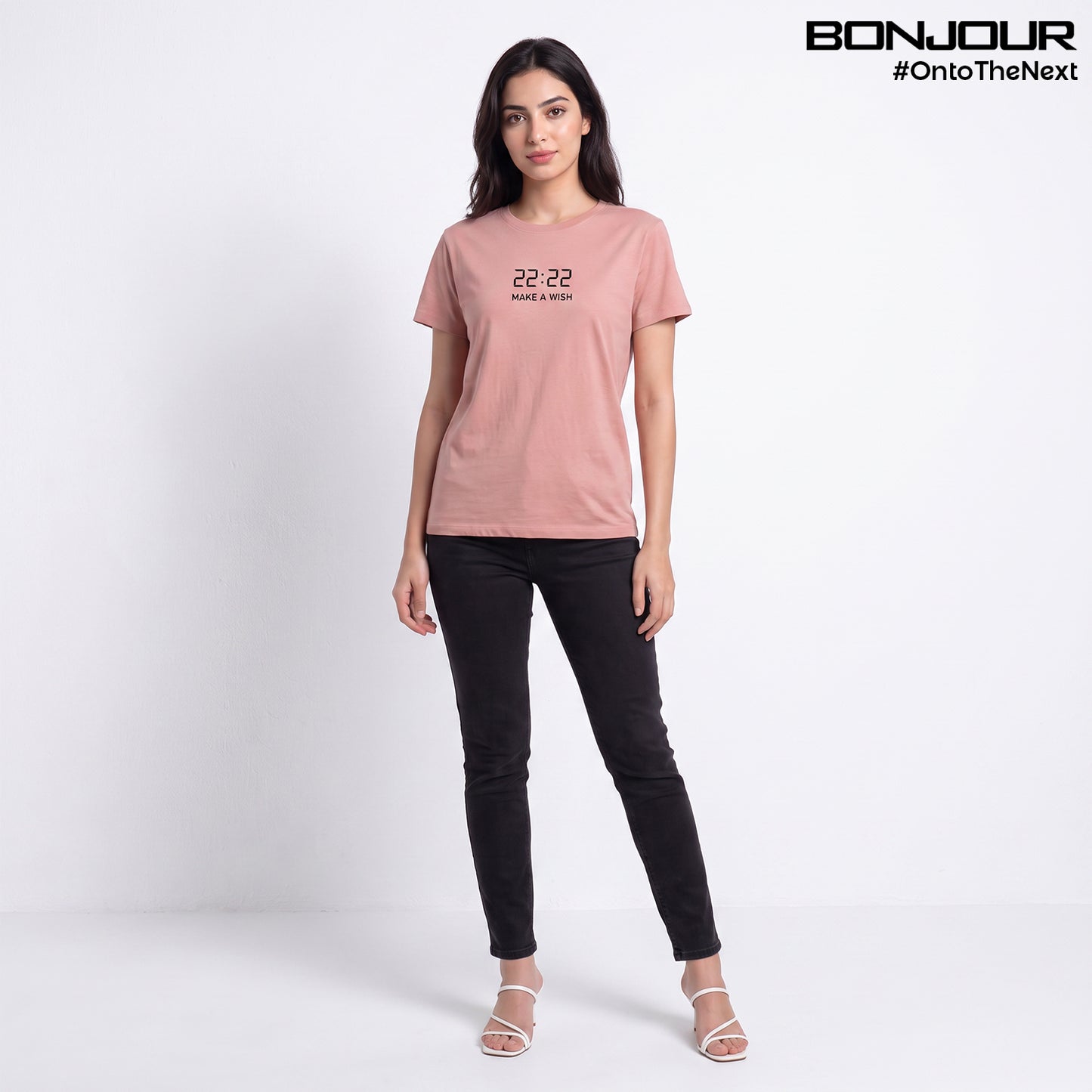 Bonjour Women’s  Round Neck Cotton Printed T-Shirt |  Half Sleeve Regular Fit Comfortable Tee