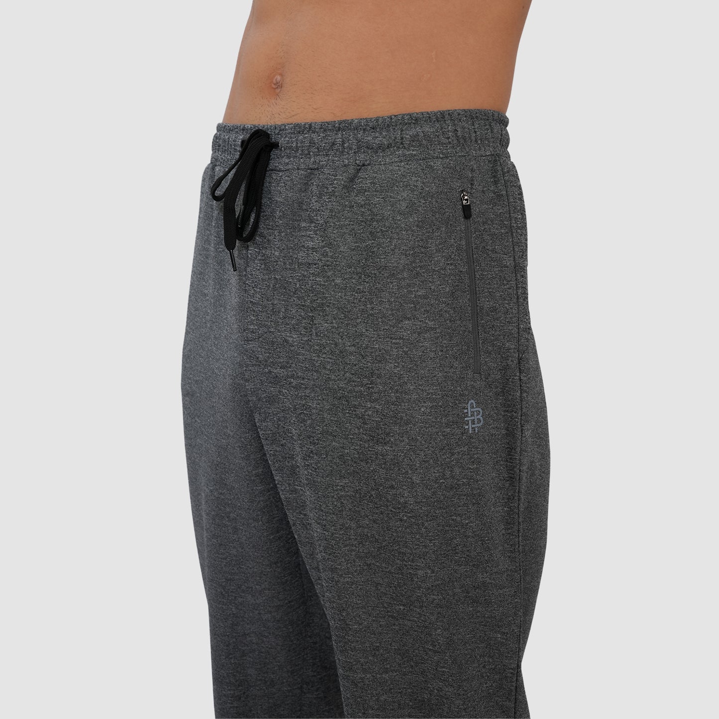 Men Mid Rise Cotton Blend Joggers Track Pants | Zipper Pocket | Casual, Gym & Lounge Wear - Grey