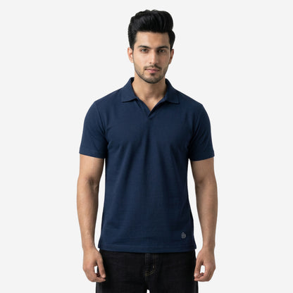 Men's Solid Navy Polo Half-Sleeve T-Shirt