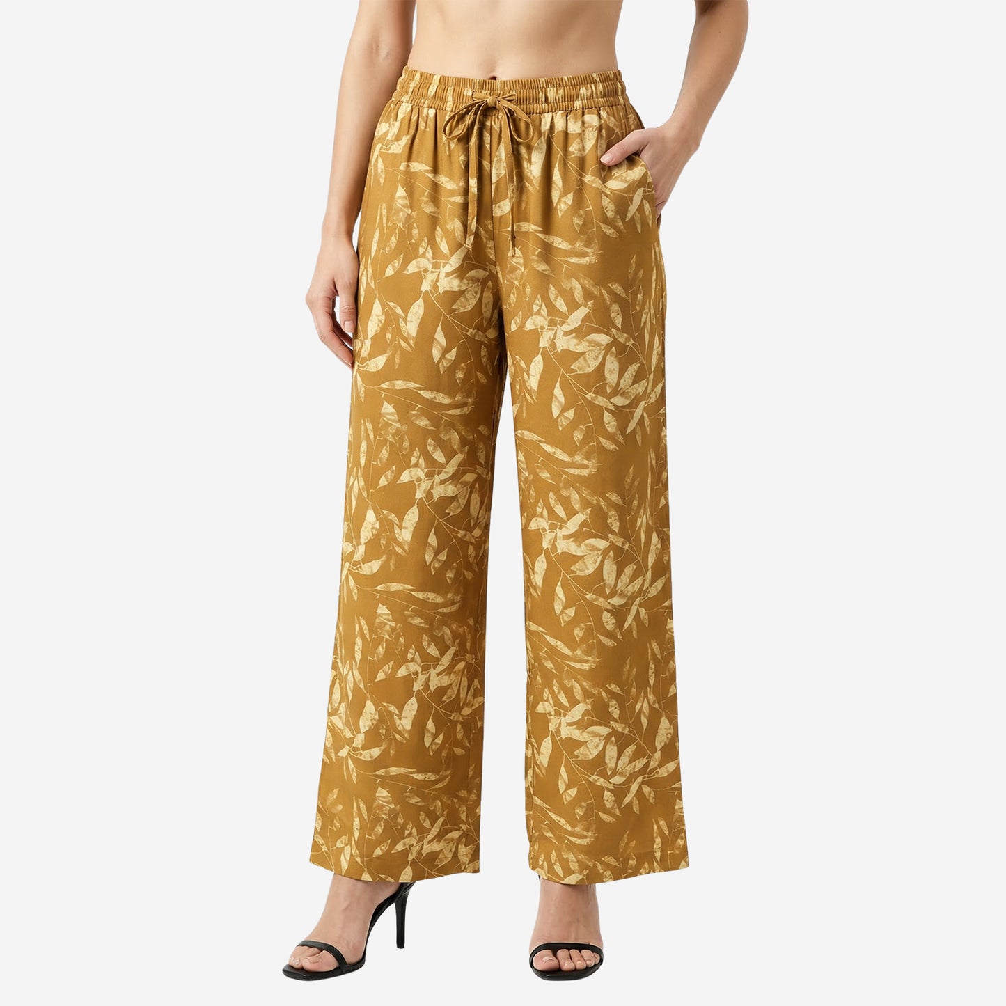 Mustard Floral Printed Palazzo for Women | Comfortable Fit (Pack of 1)